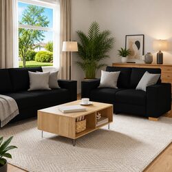 2 Piece Black Sofa Set: Specifications and Details
