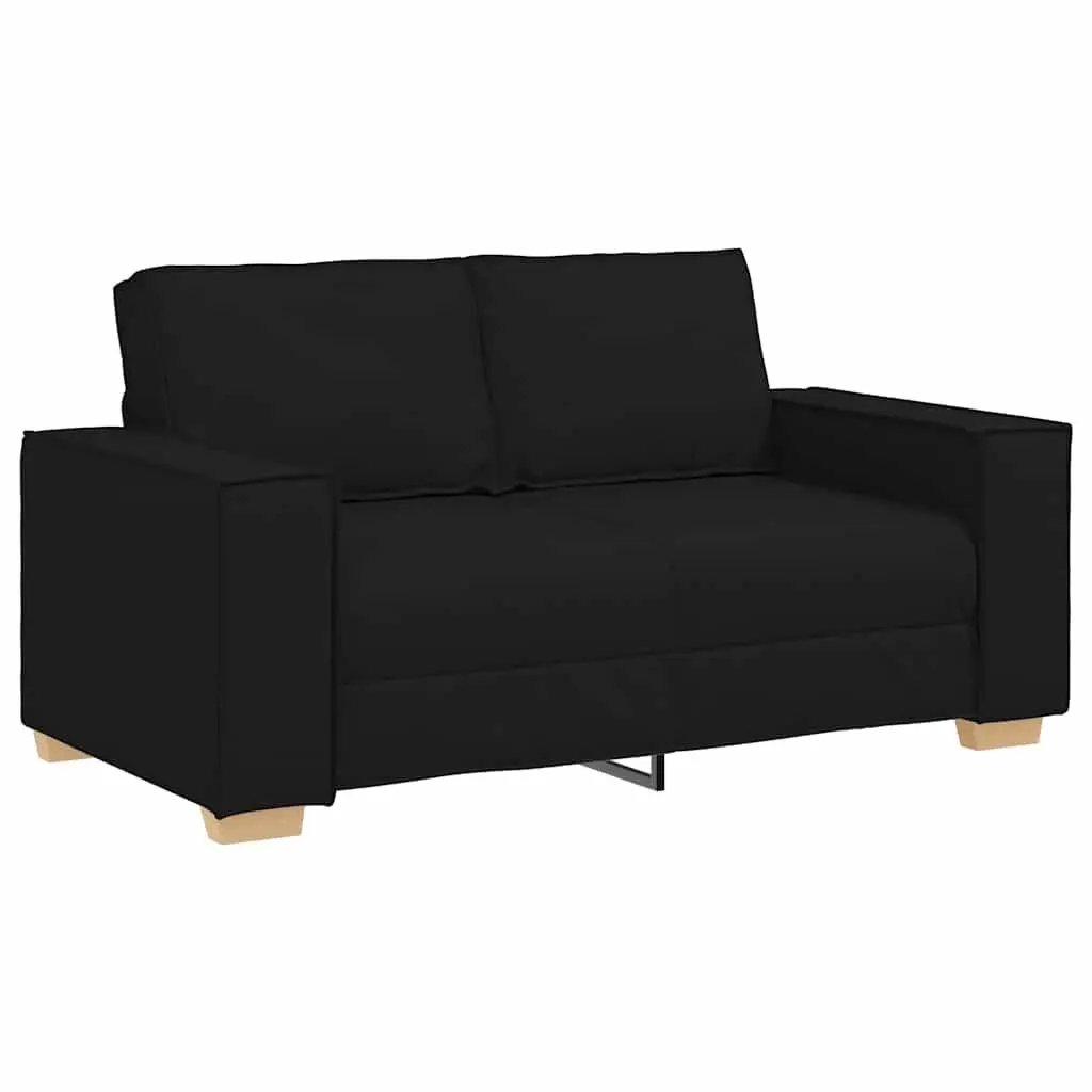 2 Piece Sofa Set for Living Room Black Fabric
