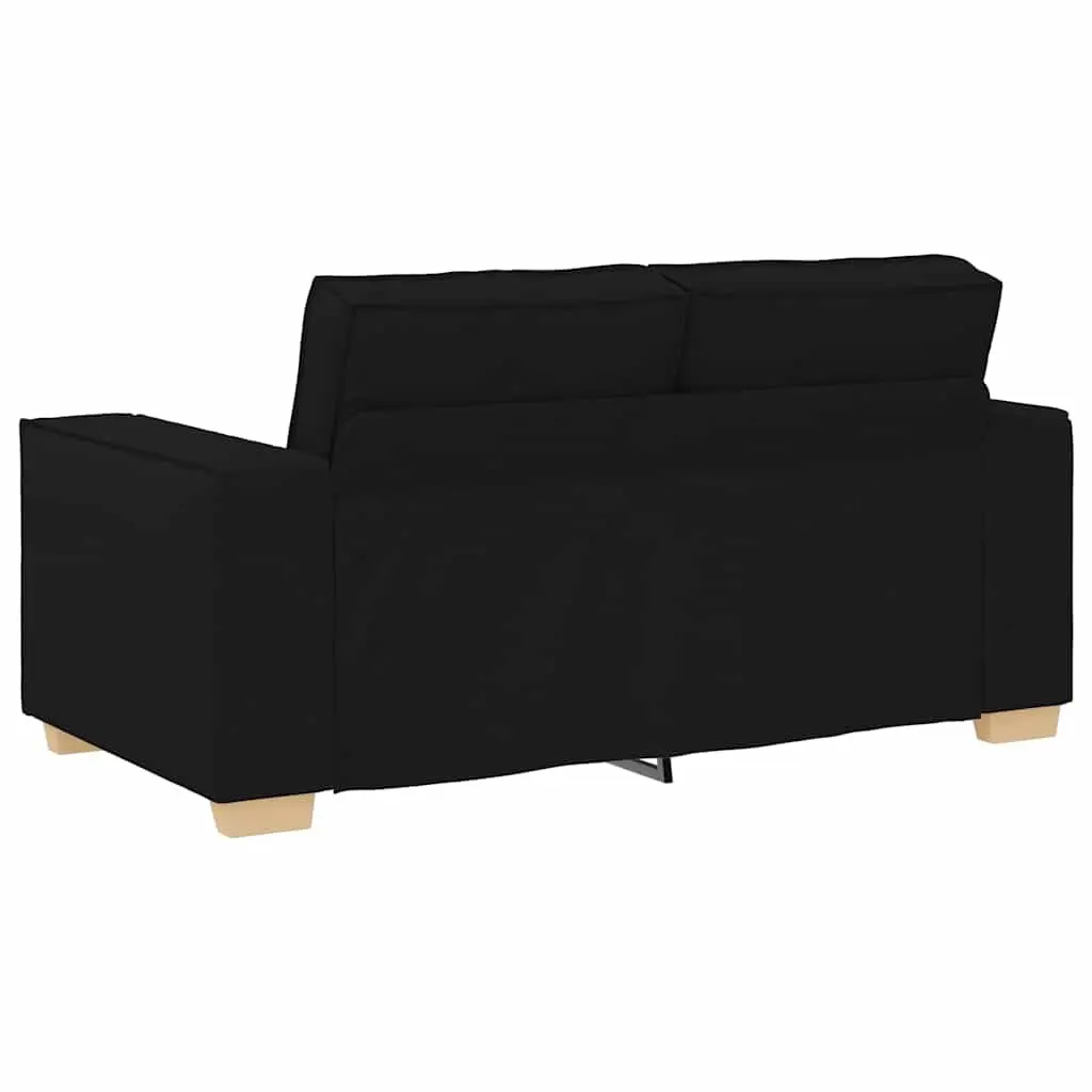2 Piece Sofa Set for Living Room Black Fabric