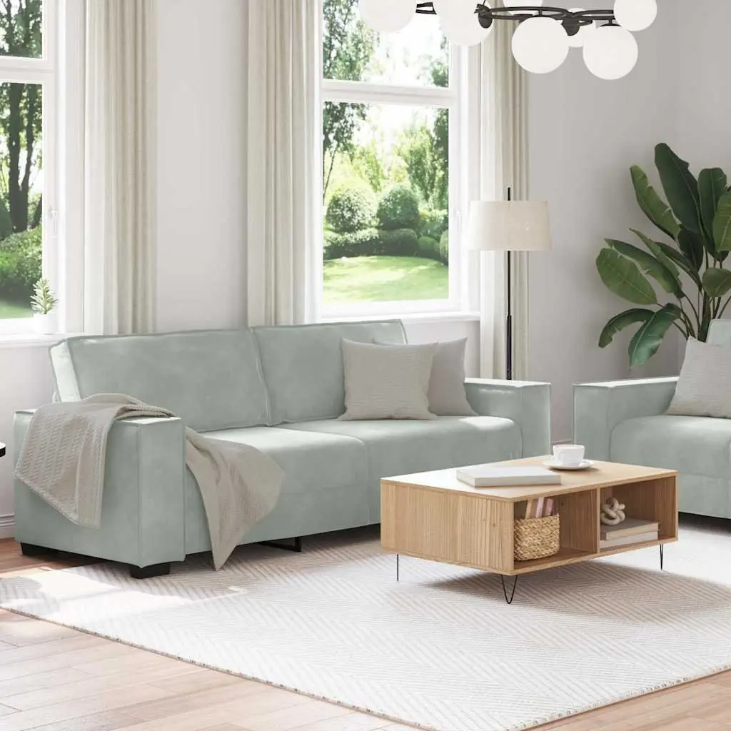 2 Piece Sofa Set Grey Velvet Living Room