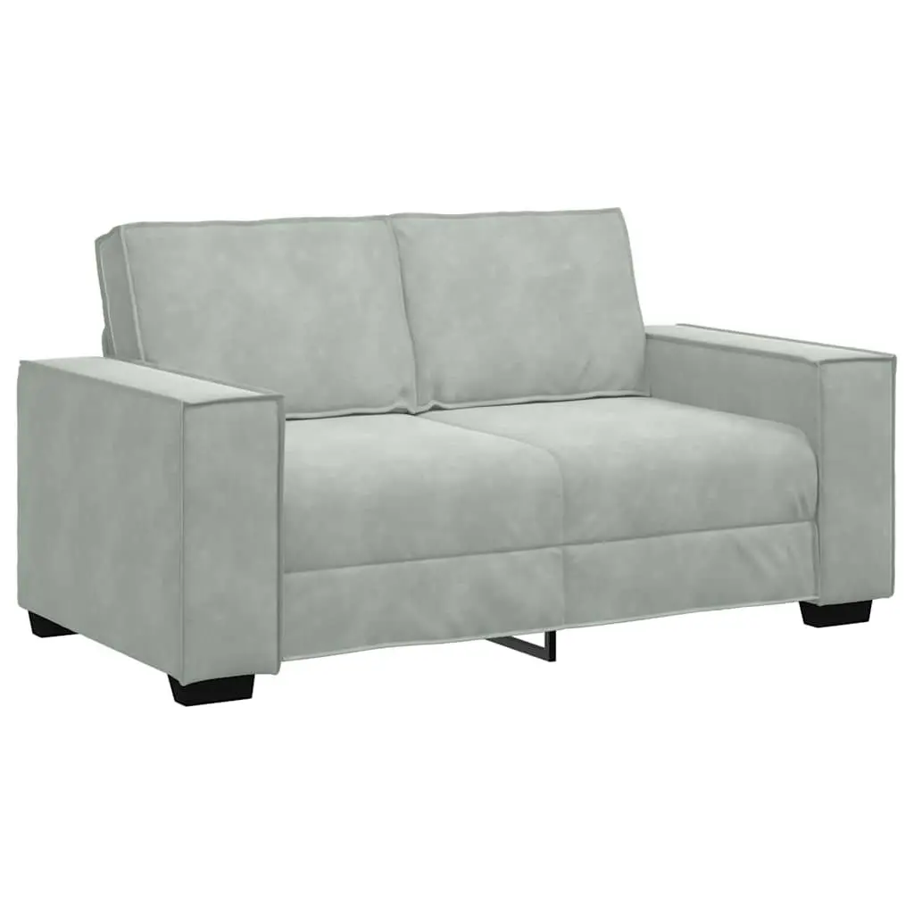2 Piece Sofa Set Grey Velvet Living Room