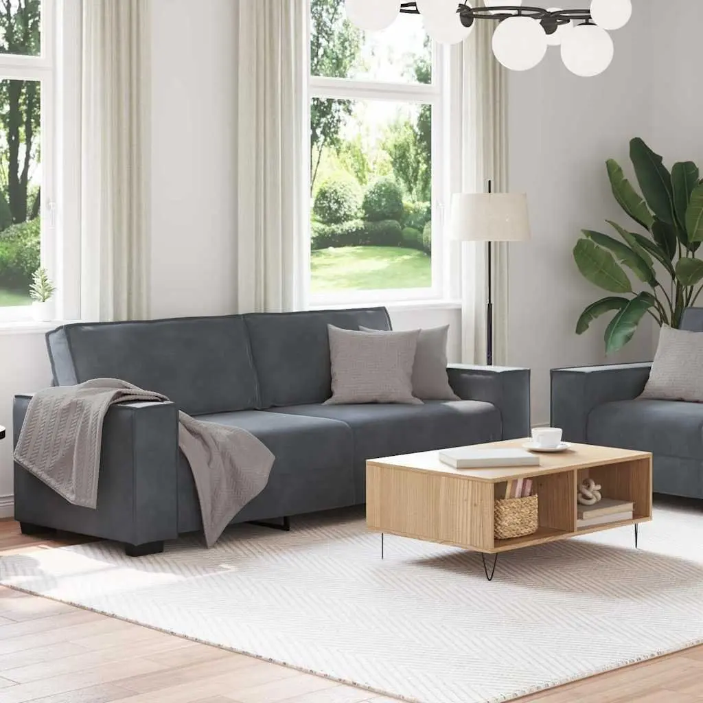 Sofa Set Living Room Grey Velvet 2 Piece