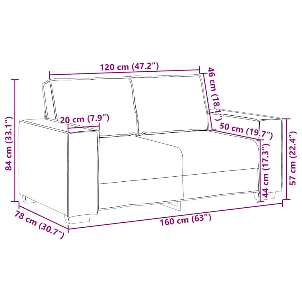 Sofa Set Living Room Grey Velvet 2 Piece