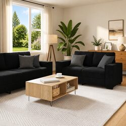 Specifications of 2 Piece Black Velvet Sofa Set for Living Rooms