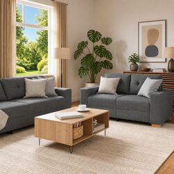 Specifications of 2 Piece Grey Sofa Set