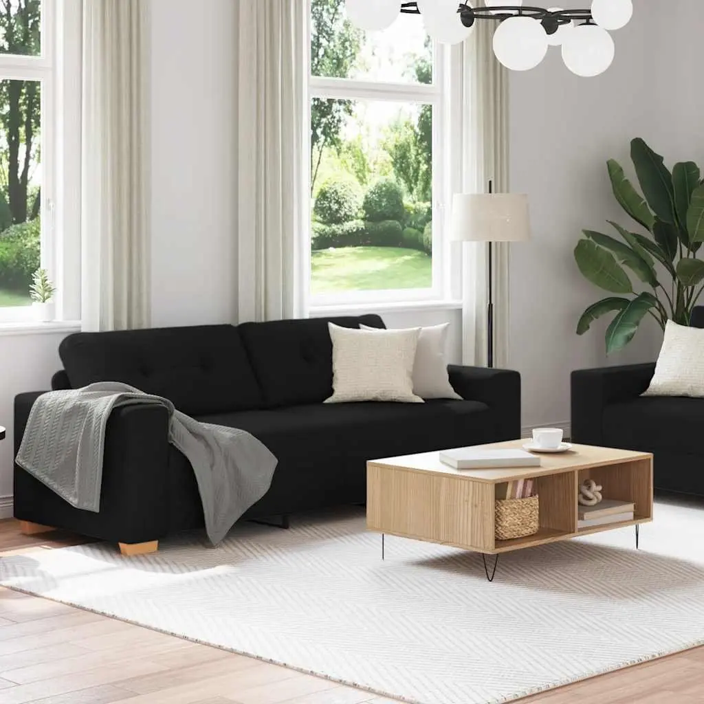 2-Piece Black Fabric Sofa Set