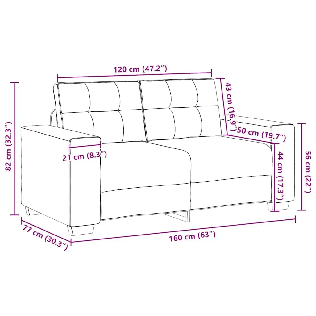 2-Piece Black Fabric Sofa Set