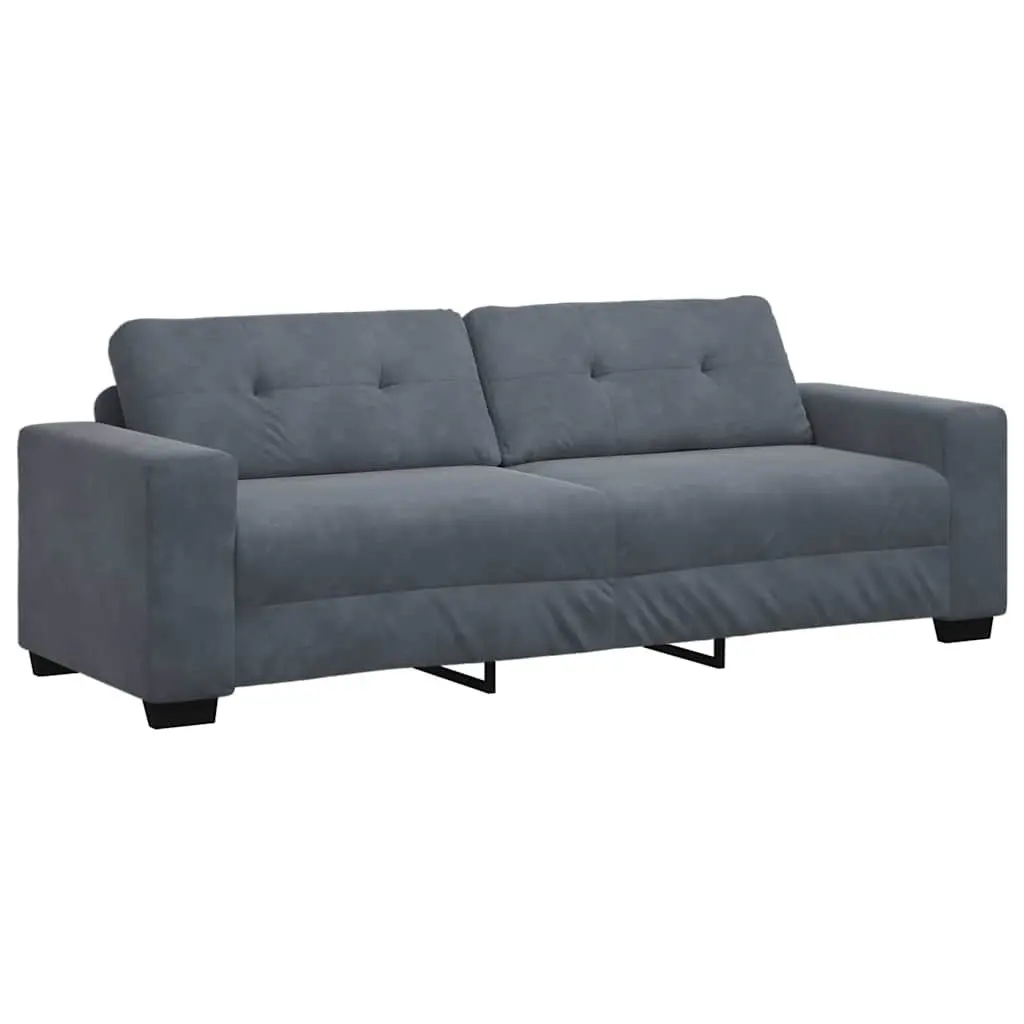 2 Piece Sofa Set Grey Velvet Lounge Furniture Living Room Armrests Cushions