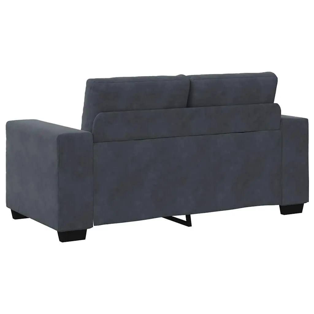 2 Piece Sofa Set Grey Velvet Lounge Furniture Living Room Armrests Cushions