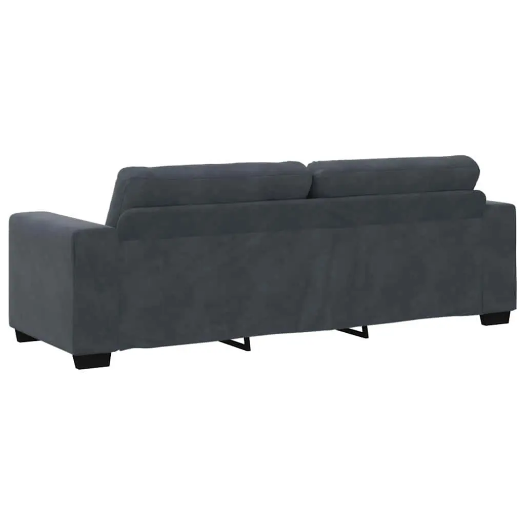 2 Piece Sofa Set Grey Velvet Lounge Furniture Living Room Armrests Cushions
