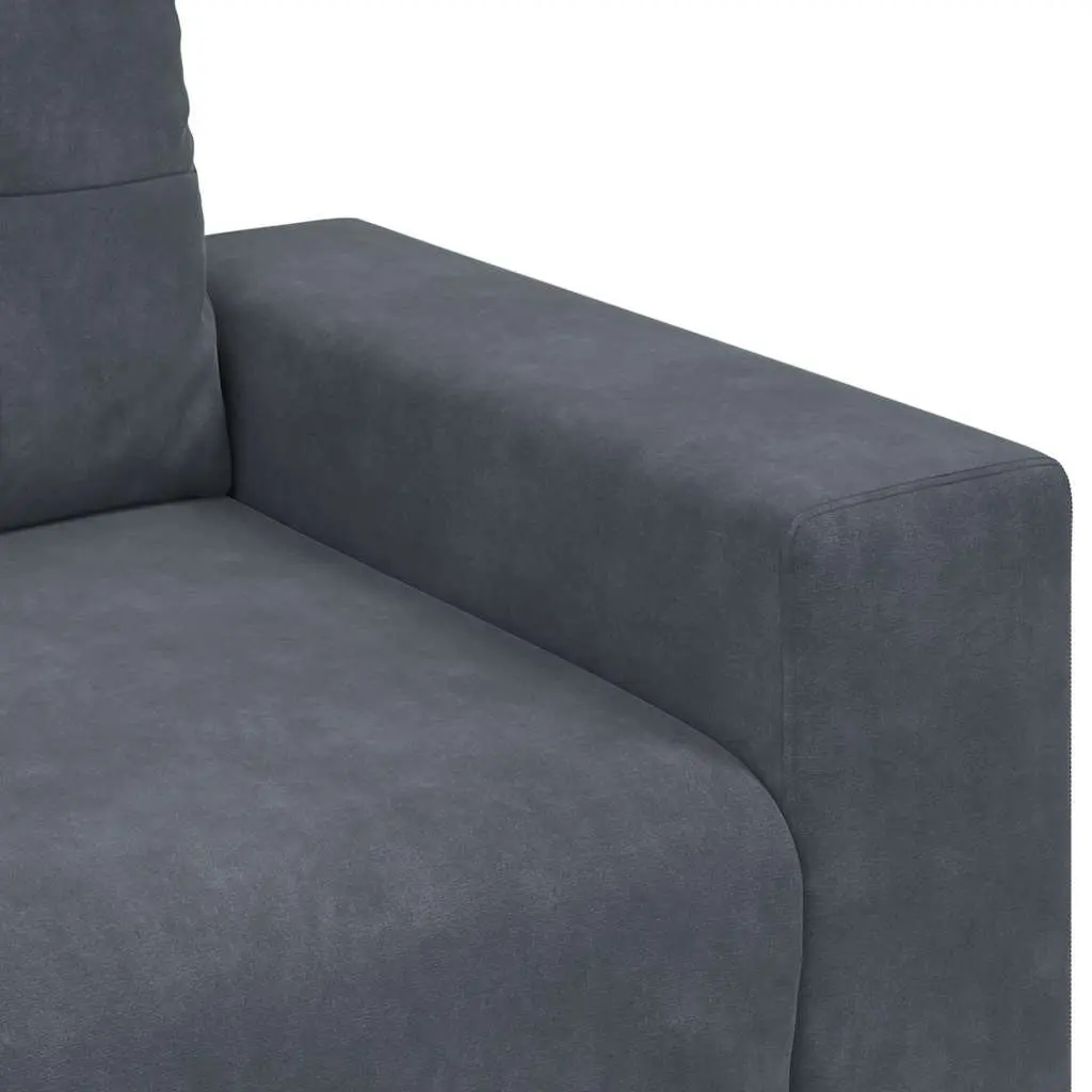 2 Piece Sofa Set Grey Velvet Lounge Furniture Living Room Armrests Cushions