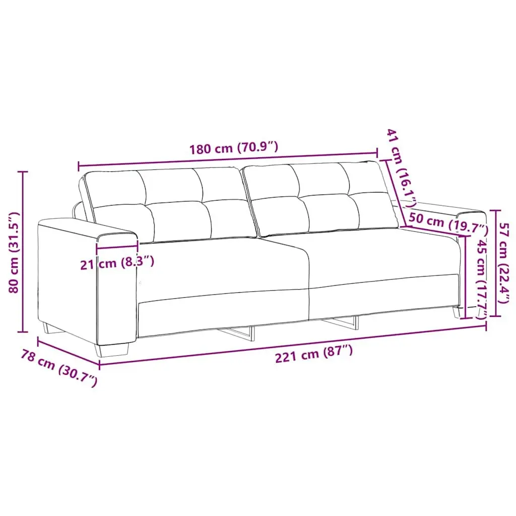 Sofa Set for Living Room Black Velvet 2 Piece