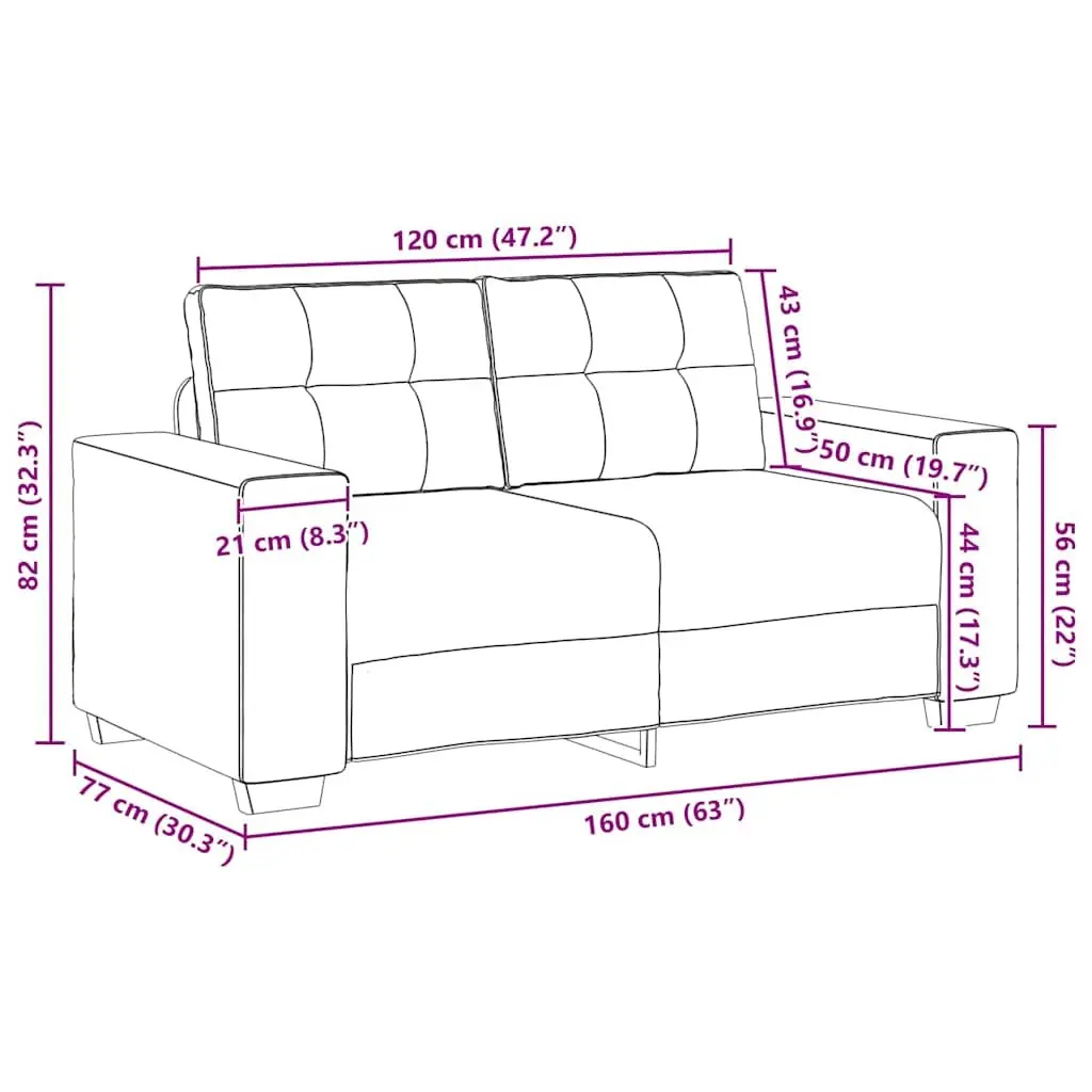 Sofa Set for Living Room Black Velvet 2 Piece