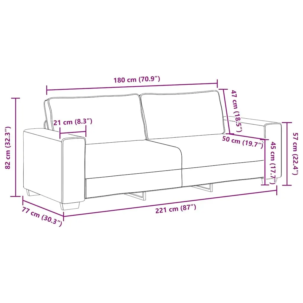 2 Piece Sofa Set Black Fabric Living Room Furniture