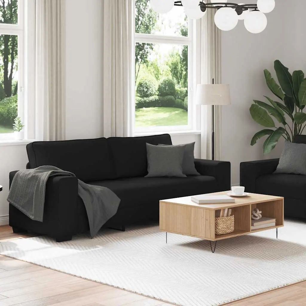 2 Piece Sofa Set Black Fabric Living Room Furniture