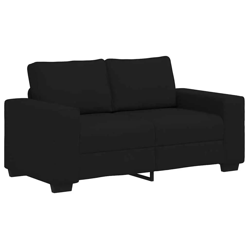 2 Piece Sofa Set Black Fabric Living Room Furniture