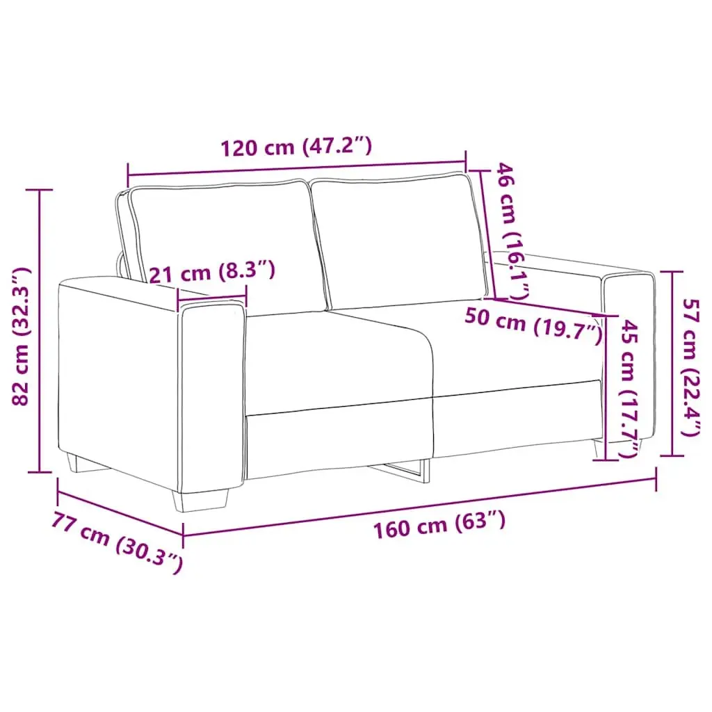 2 Piece Sofa Set Black Fabric Living Room Furniture