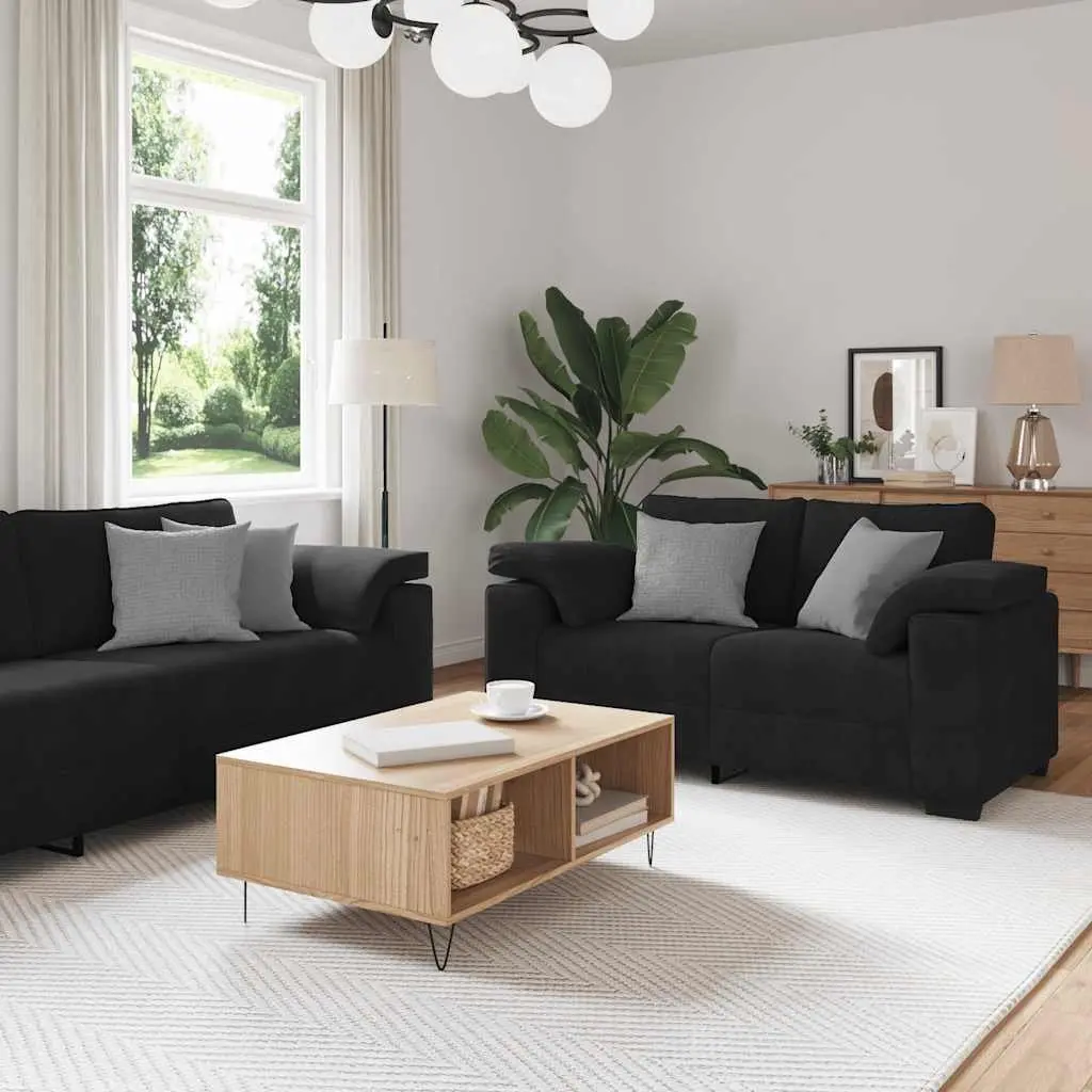 Black Velvet 2 Piece Sofa Set