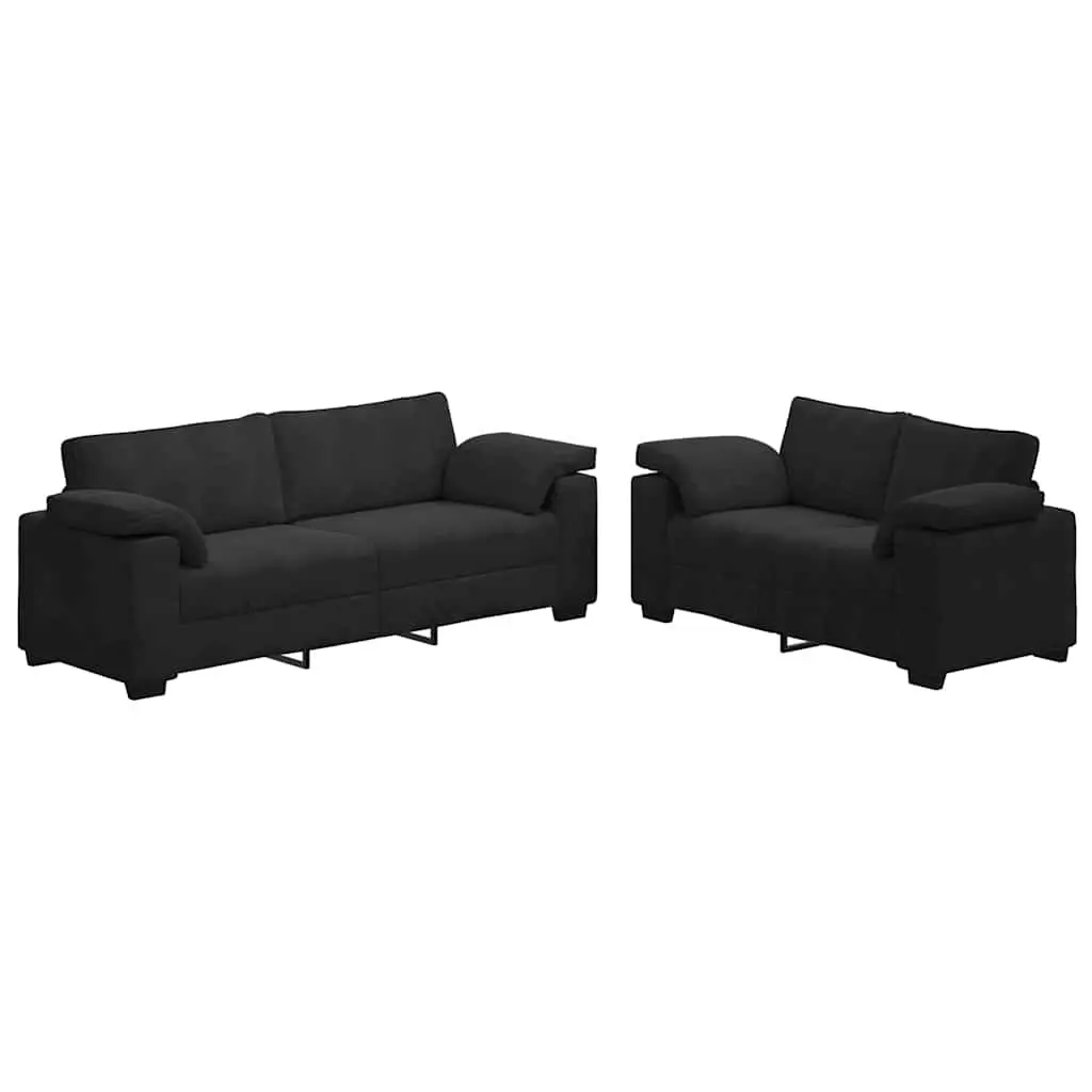 Black Velvet 2 Piece Sofa Set