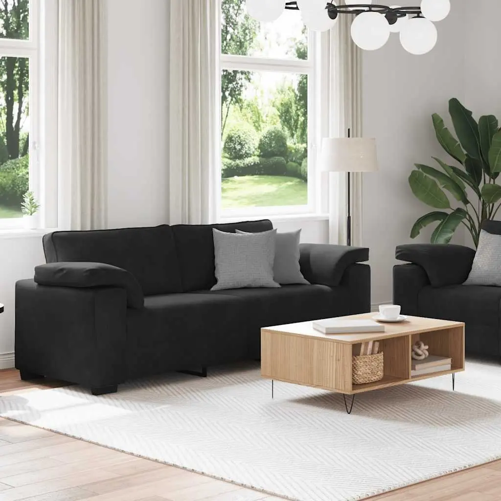 Black Velvet 2 Piece Sofa Set