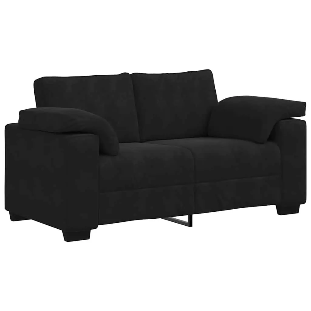 Black Velvet 2 Piece Sofa Set