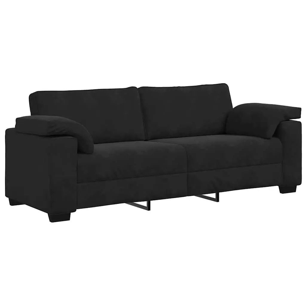 Black Velvet 2 Piece Sofa Set
