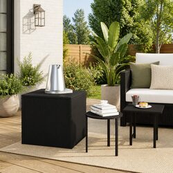 Outdoor Side Tables Set of 3 - Black, Weather Resistant