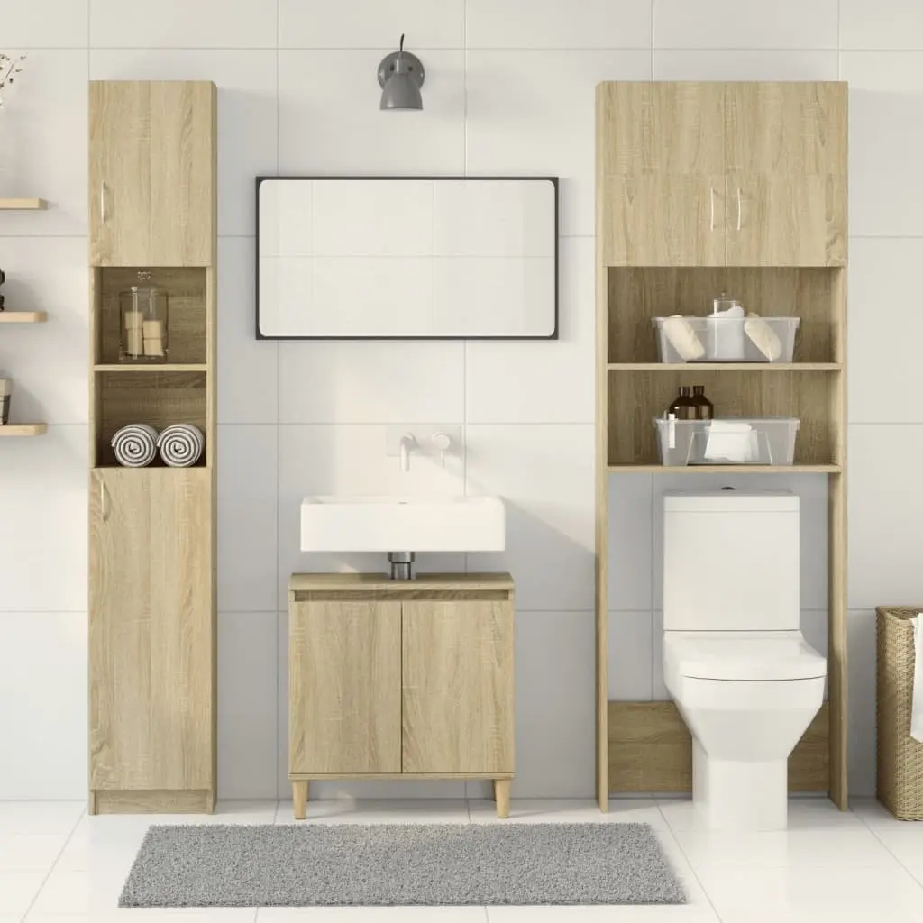 Bathroom Furniture Set Above Washing Machine 2pcs Sonoma Oak