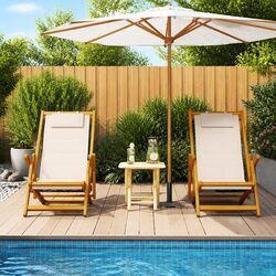 Specifications of Folding Beach Chair Set: 2 Pcs, Acacia Wood