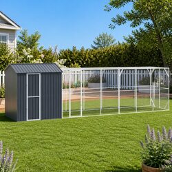 Bird Cage Outdoor Anthracite Rectangular Galvanised Steel Garden Aviary Shelter