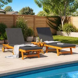 Sun Lounger Dimensions: 65 W x 199 L x 84 H cm, Set of 2