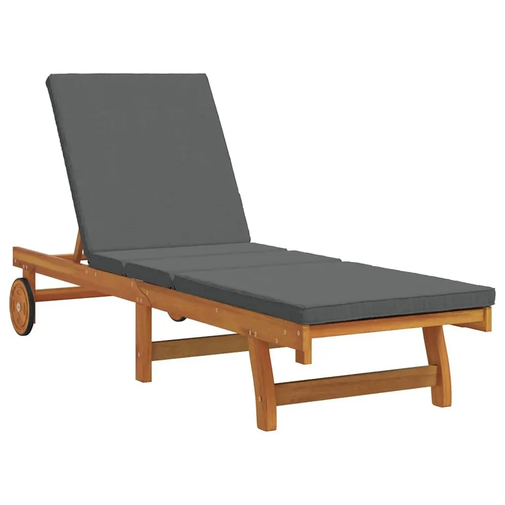Sun Lounger Outdoor Garden Terrace 2 pcs Solid Acacia Wood Adjustable Backrest Footrest Brown