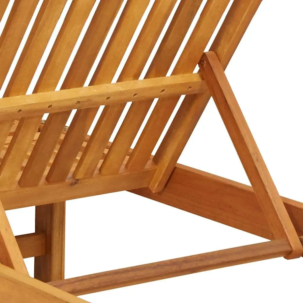 Sun Lounger Outdoor Garden Terrace 2 pcs Solid Acacia Wood Adjustable Backrest Footrest Brown