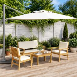 4-Piece Modular Brown Sofa Set for Outdoors