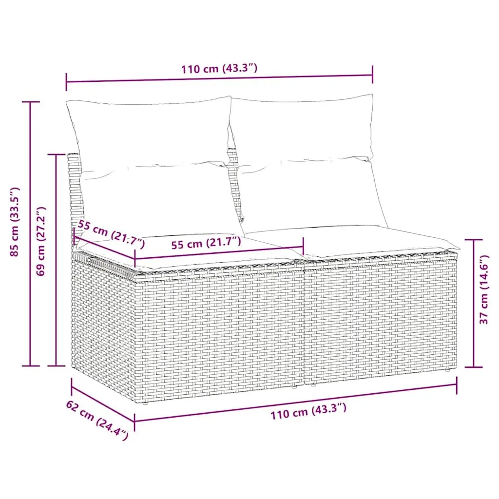 2 Piece Garden Sofa Set with Storage