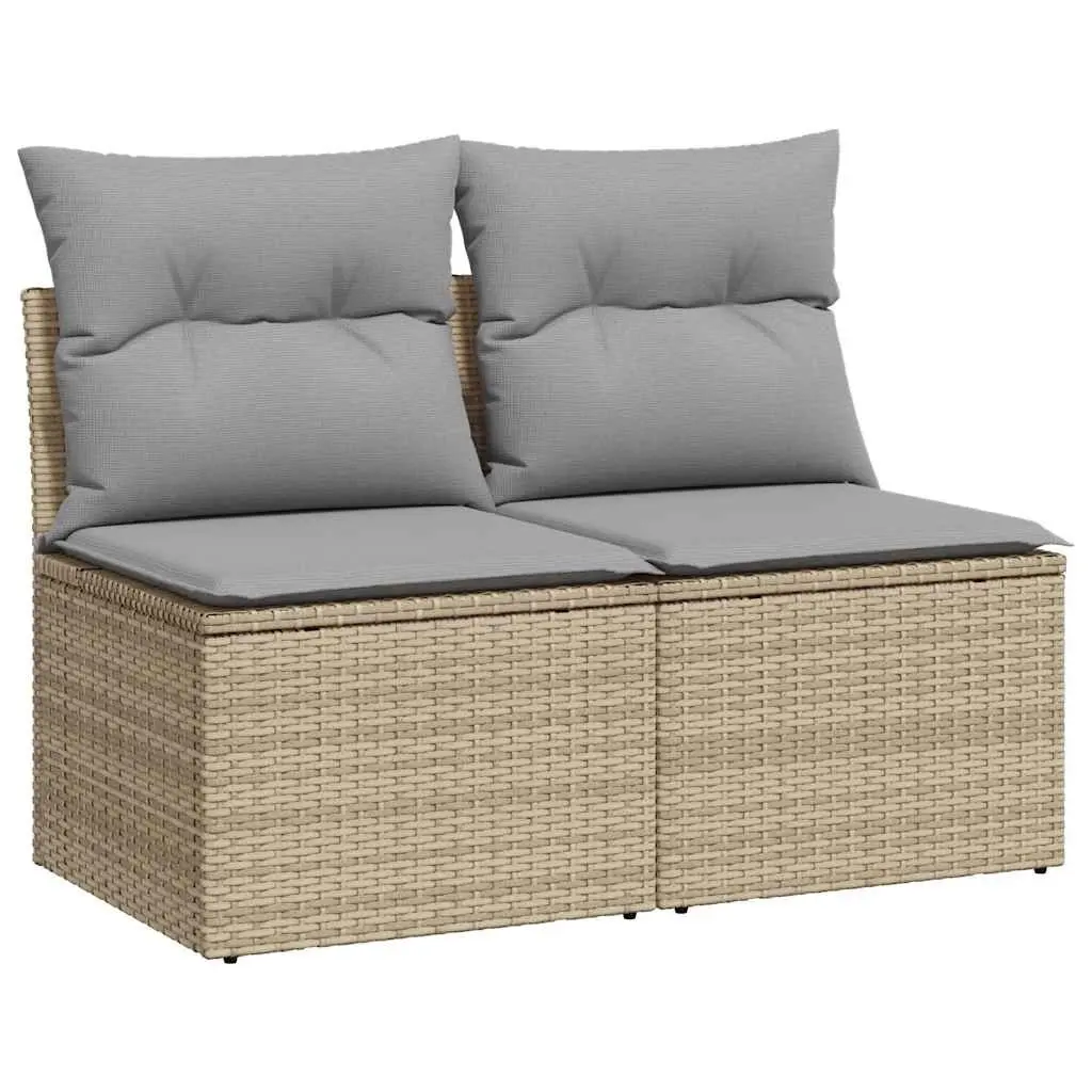 Garden Sofa Set 2 Piece Outdoor Furniture Beige Cushions Modular Patio Seating