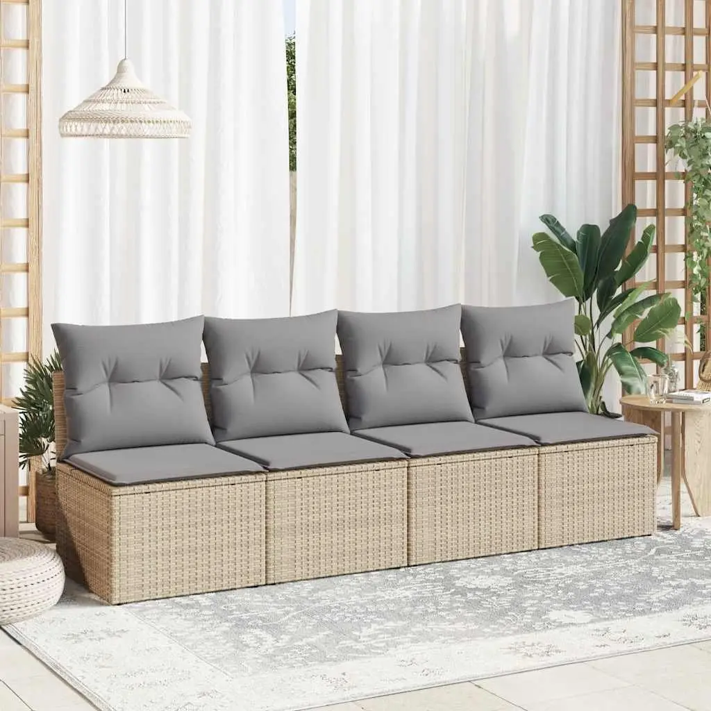 Garden Sofa Set 2 Piece Outdoor Furniture Beige Cushions Modular Patio Seating
