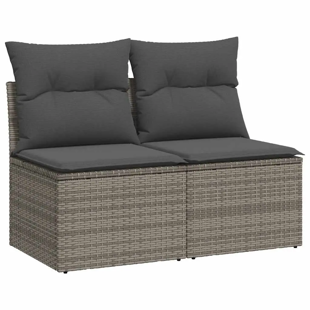 Garden Sofa Set 2 Piece Outdoor Furniture Grey Poly Rattan with Cushions Storage