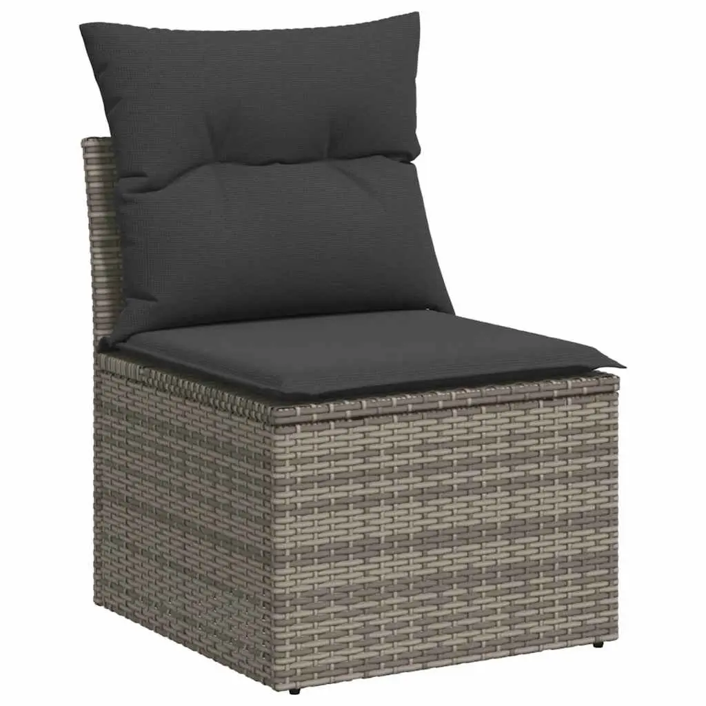Garden Sofa Set 2 Piece Outdoor Furniture Grey Poly Rattan with Cushions Storage