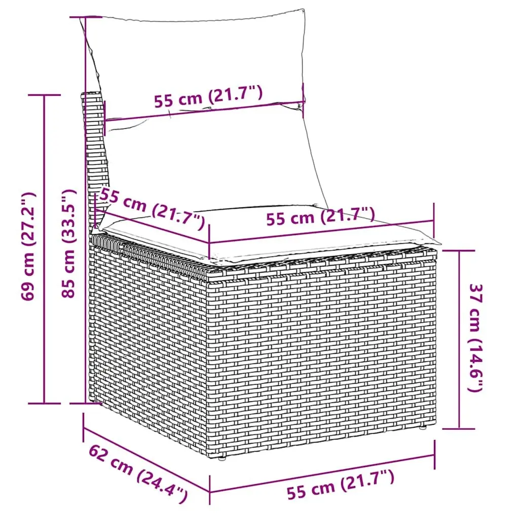 Garden Sofa Set 2 Piece Outdoor Furniture Grey Poly Rattan with Cushions Storage