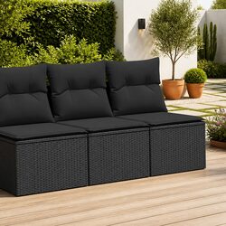 Modular 2-Piece Garden Sofa Set with Storage - Black