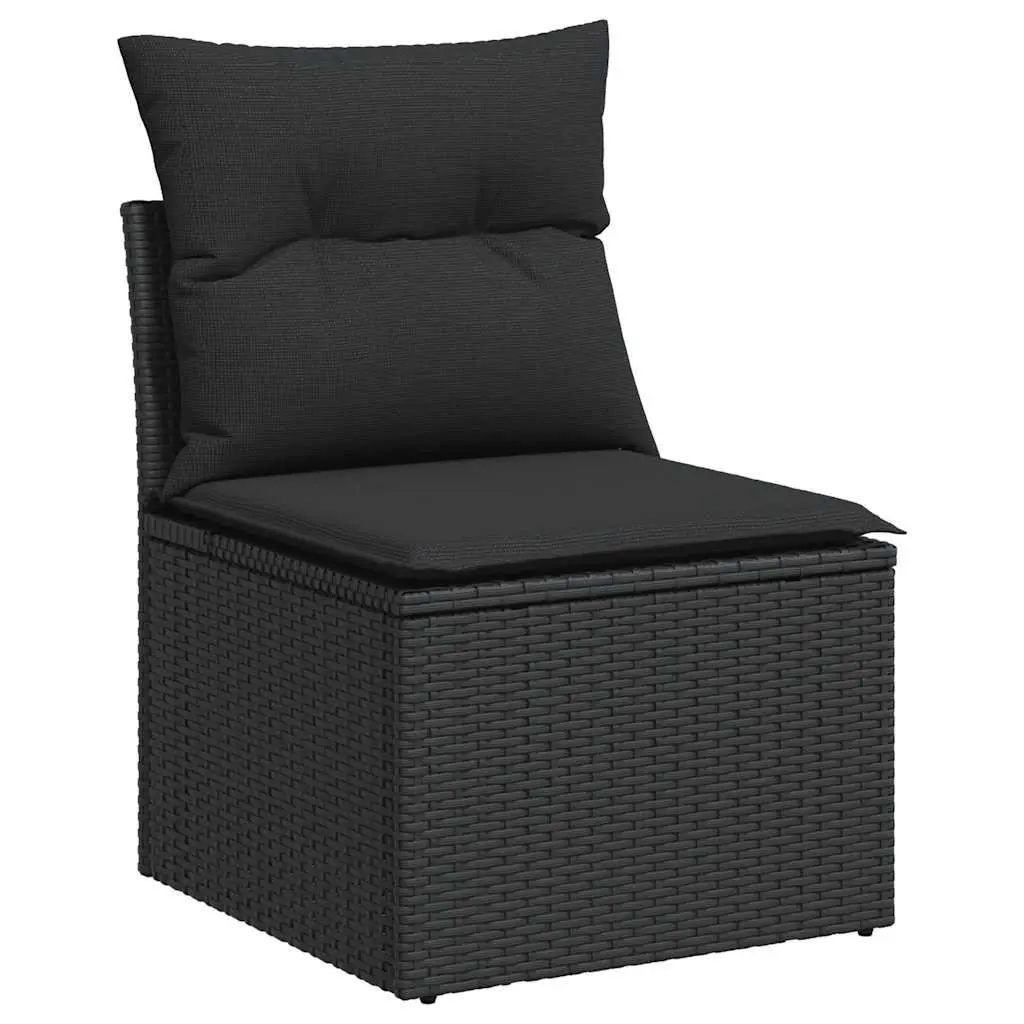 Garden Sofa Set 2 Piece Outdoor Furniture Black Poly Rattan Modular Patio