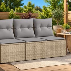 Outdoor Garden Sofa Set 2 Pieces PE Rattan Beige