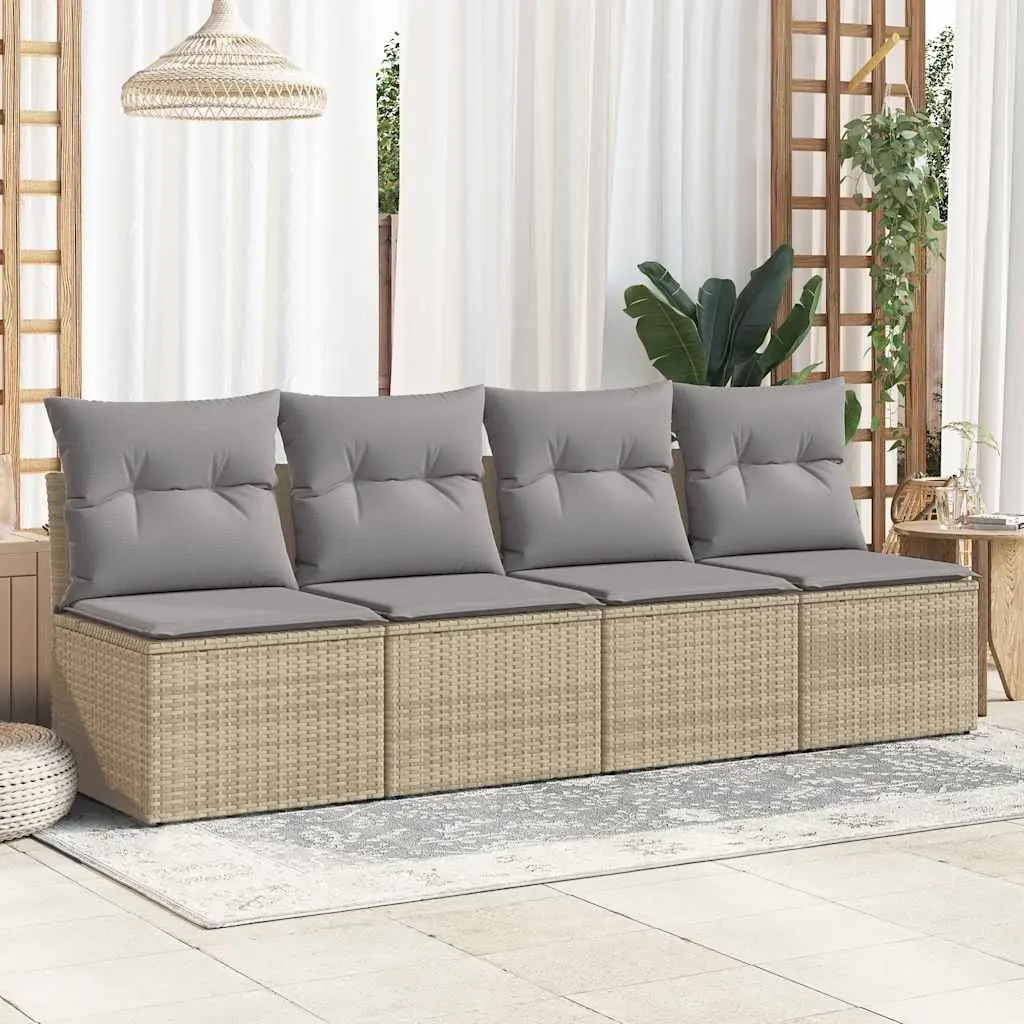 Garden Sofa Set Outdoor Furniture 2 Piece Beige Rattan Patio Seating