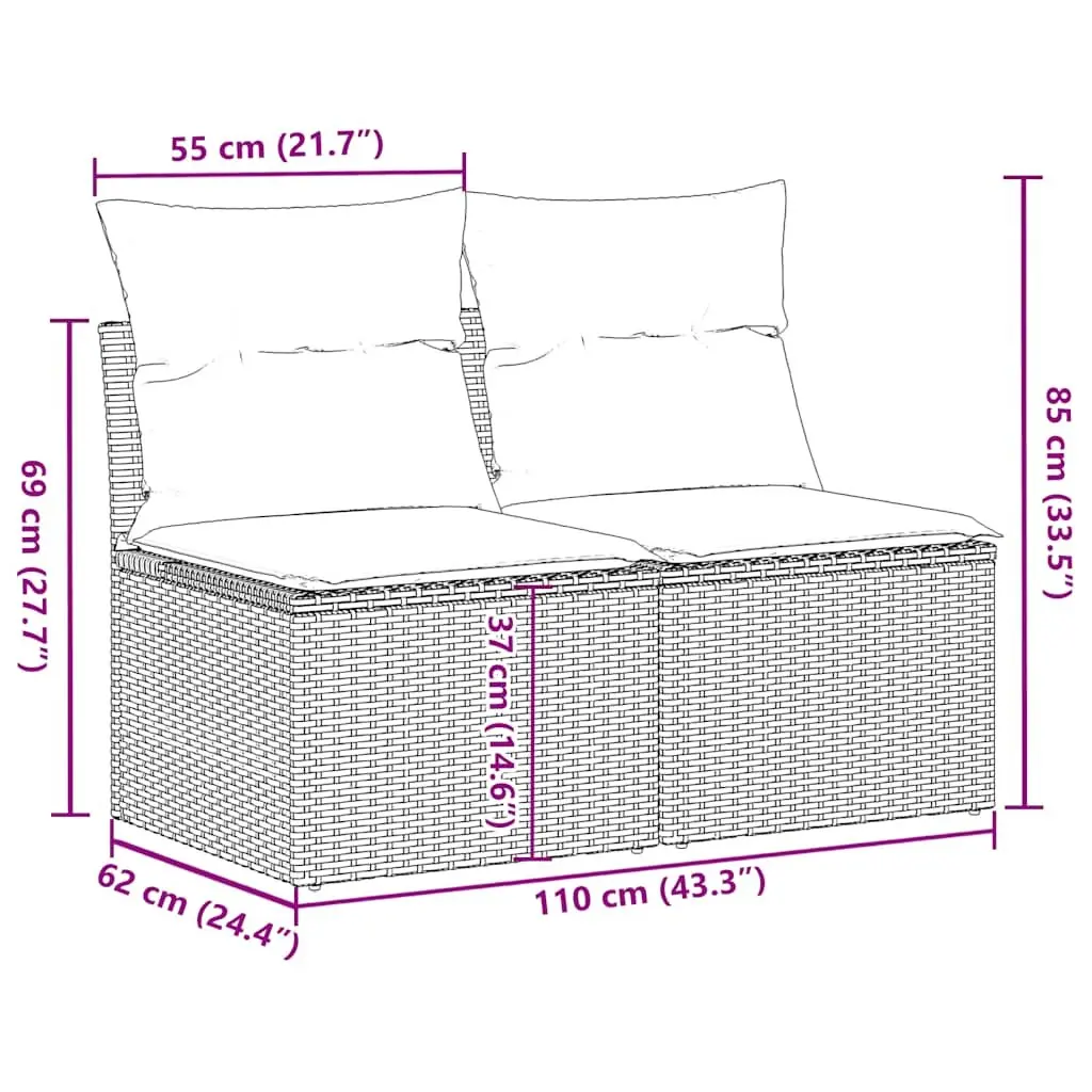 Garden Sofa Set Outdoor Furniture 2 Piece Beige Rattan Patio Seating
