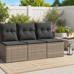 Garden Sofa Set Specs: 2 Piece Grey Poly Rattan