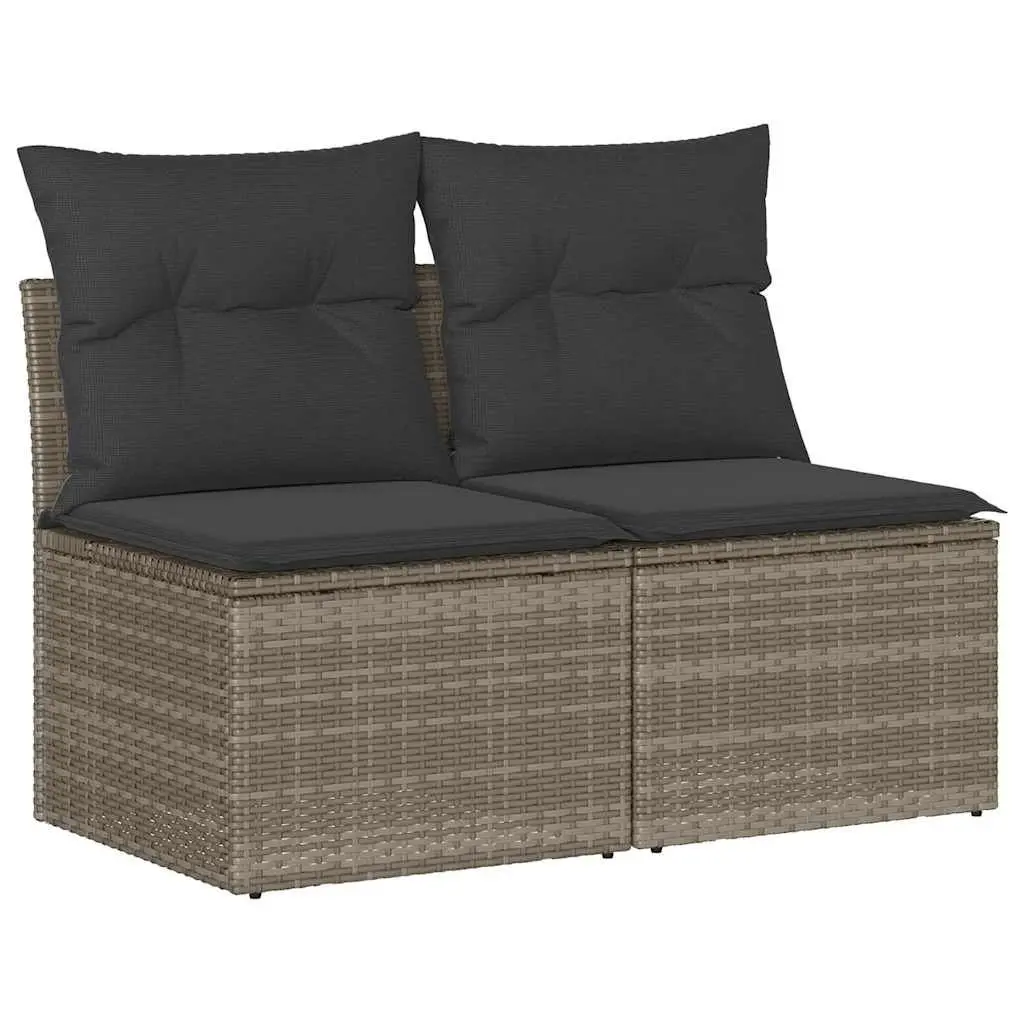 Garden Sofa Set 2 Piece Outdoor Furniture Grey Poly Rattan with Cushions Storage