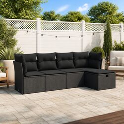 Specifications of 5-Piece Black Rattan Garden Sofa Set