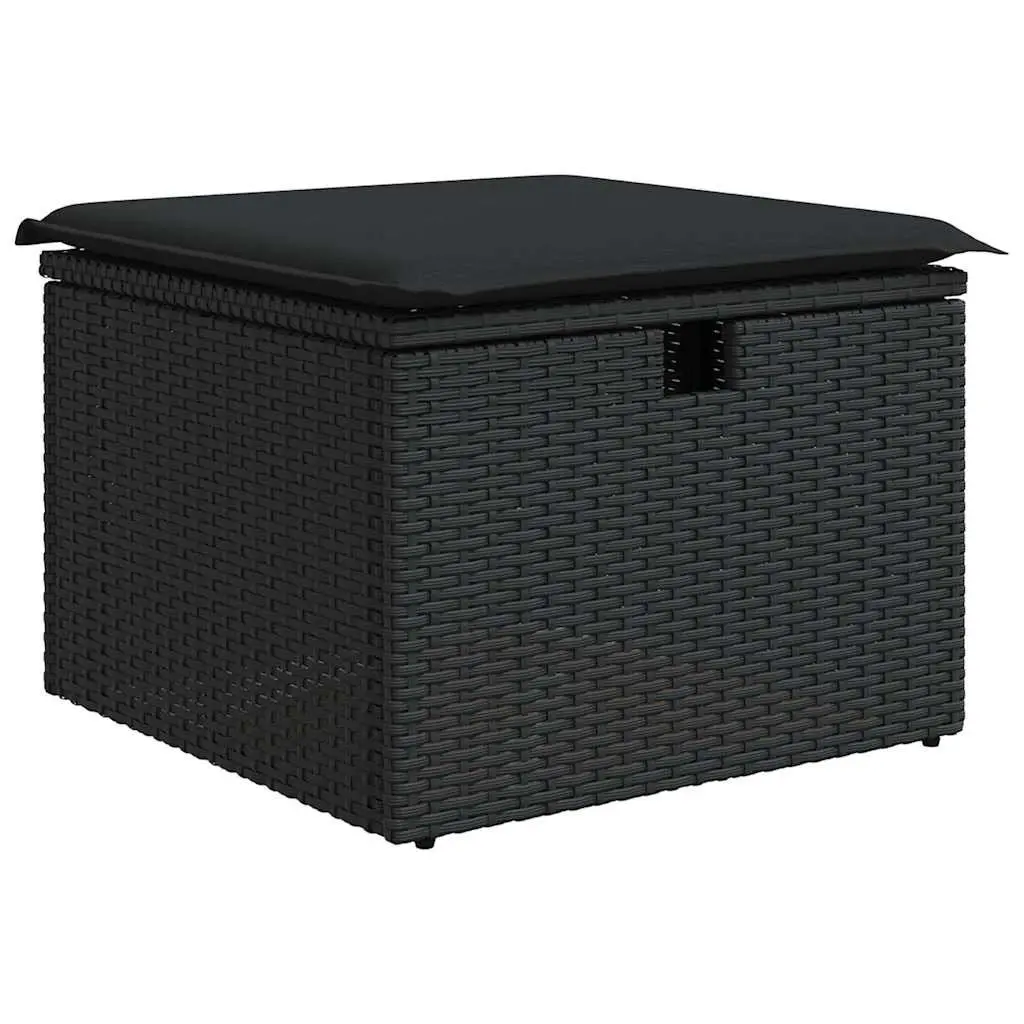 Outdoor Furniture Sofa Set 6 Piece Modular Lounge Black Poly Rattan for Patio Garden