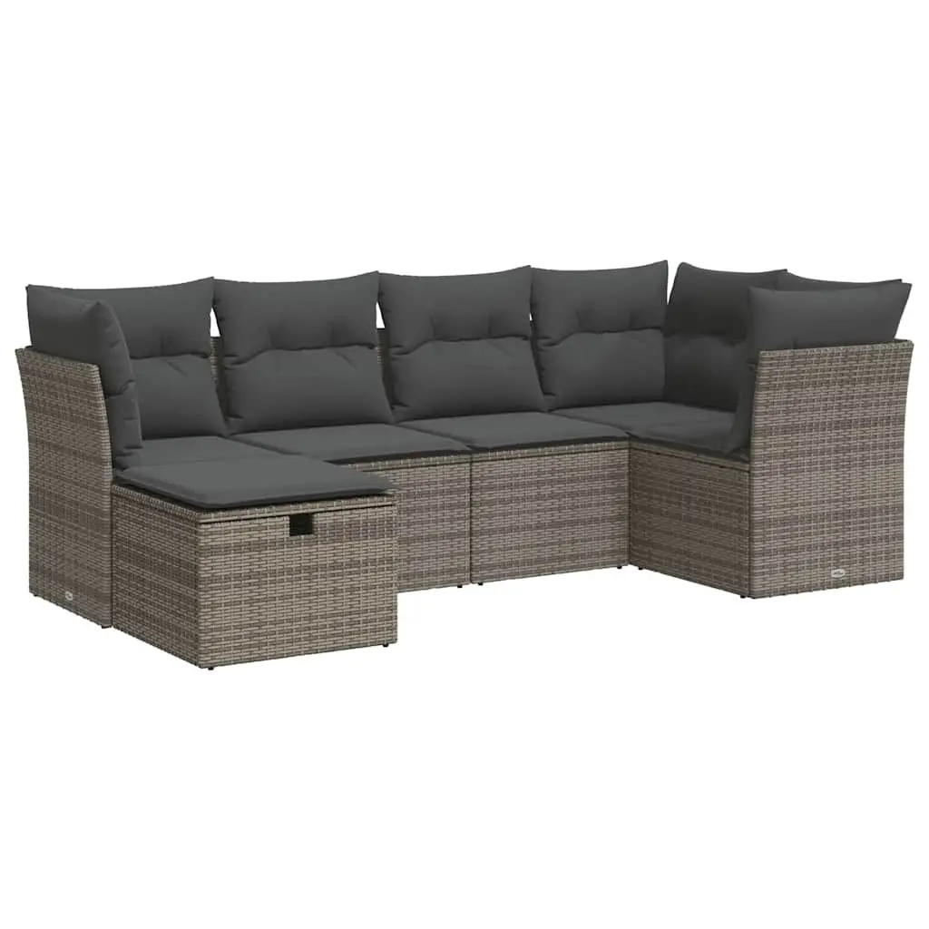 Grey Modular 6 Piece Garden Sofa Set with Storage